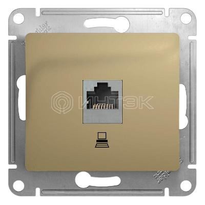 Розетка компьютерная 1-м СП Glossa RJ45 кат.5E механизм титан  Systeme Electric GSL000481K изображение, фото