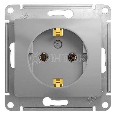 Розетка 1-м СП Glossa 16А IP20 с заземл. механизм алюм.  Systeme Electric GSL000343 изображение, фото