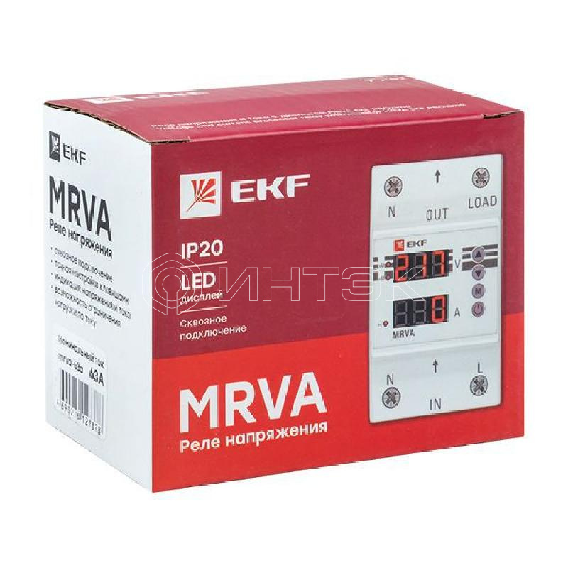 Реле напряжения и тока с дисплеем MRVA 63А PROxima EKF MRVA-63A изображение, фото