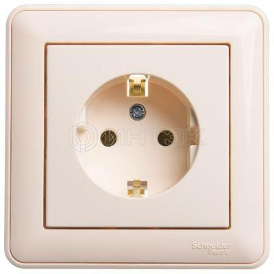 Розетка 1-м СП W59 16А IP20 с заземл. без защ. шторок сл. кость Systeme Electric RS16-154-28 изображение, фото