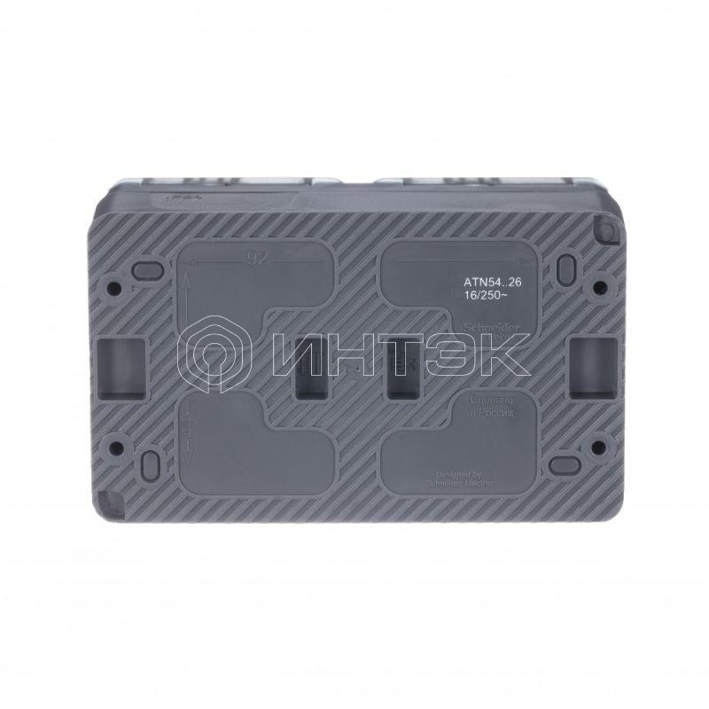 Розетка 2-м ОП AtlasDesign PROFI 16А IP54 заземл. защ. шторки антрацит  Systeme Electric ATN544026 изображение, фото