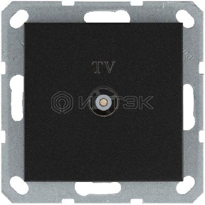 Розетка телевизионная проходная TV Ф9.5мм механизм антрацит Jasmart G6002B изображение, фото