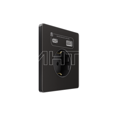 Розетка 1-м СП Systeme Infinity 16А IP20 250В с заземл. и заряд. устр. USB А+С 20Вт защ. шторки полярная ночь Systeme Electric FSE001032 изображение, фото