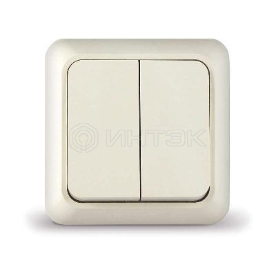 Выключатель 2-кл. ОП Олимп 10А IP20 сл. кость UNIVersal Б-О0023 изображение, фото
