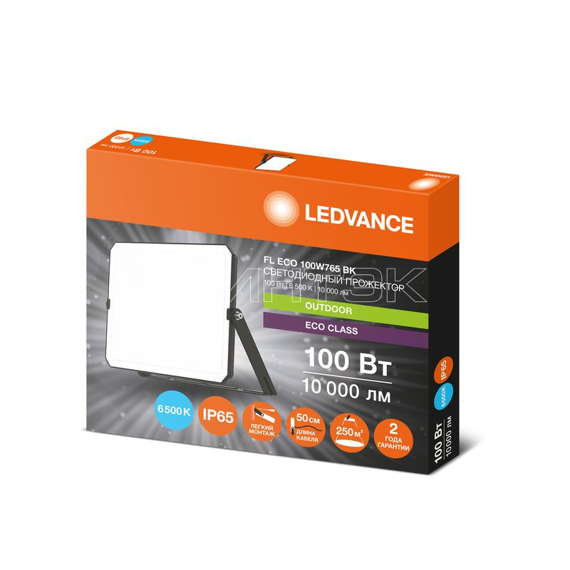 Прожектор светодиодный СДО FL ECO 100W 765 G4 уличный матов. стекло алюм. черн. LEDVANCE 4099854400179 изображение, фото