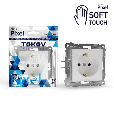 Розетка 1-м СП Pixel 16А IP20 с заземл. защ. шторки механизм айс TOKOV ELECTRIC TKE-PX-R1ZSF-C34 изображение, фото