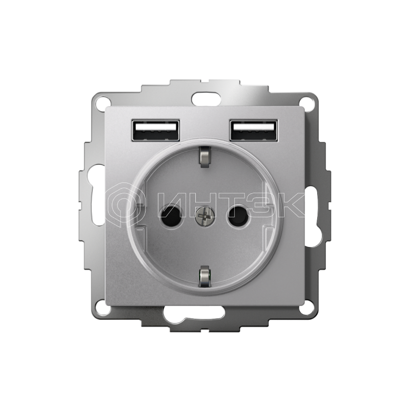 Розетка 1-м СП AtlasDesign 16А IP20 с 2-мя заряд. устройствами USB тип A+A 5В/2.4А 2х5В/1.2А механизм алюм. Systeme Electric ATN000330 изображение, фото