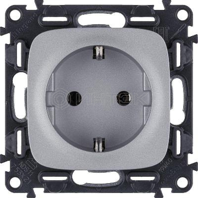 Розетка 1-м СП Valena Allure 16А IP2X 250В 2P+E безвинтов. клеммы с лицев. панелью механизм алюм. Legrand 753921 изображение, фото
