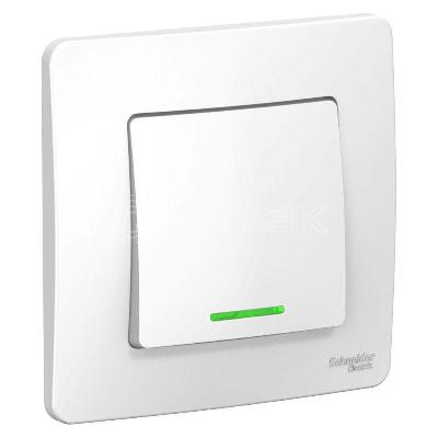 Выключатель 1-кл. СП Blanca 10А IP20 (сх. 1) 250В с подсветкой бел.  Systeme Electric BLNVS010111 изображение, фото