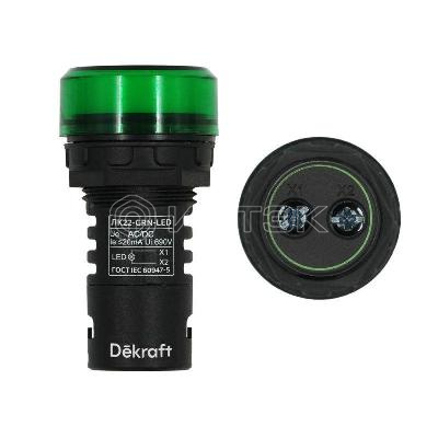 Лампа коммутационная ADDS ЛК-22 d22мм 24В AC/DC зел. LED DEKraft 25065DEK изображение, фото