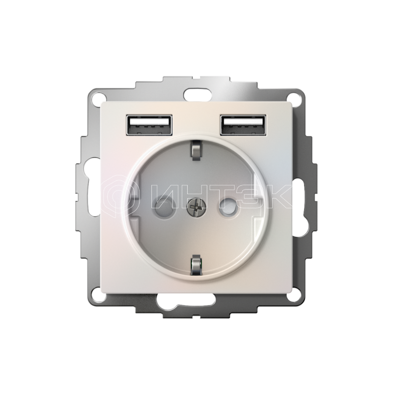 Розетка 1-м СП AtlasDesign 16А IP20 с 2-мя заряд. устройствами USB тип A+A 5В/2.4А 2х5В/1.2А механизм жемчуж. Systeme Electric ATN000430 изображение, фото