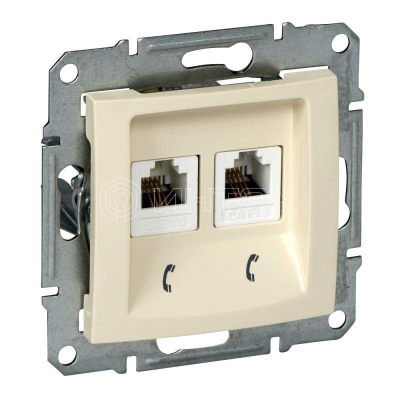 Розетка телефонная 2-м СП Sedna RJ11 механизм беж. Schneider Electric SDN4201147 изображение, фото