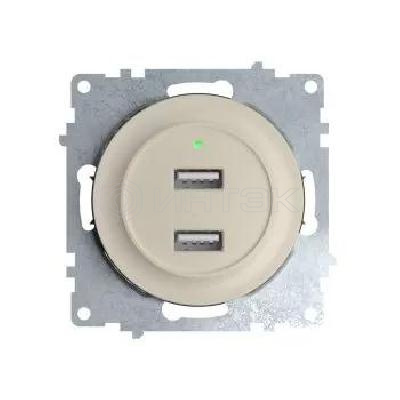 Розетка USB 2-м СП Florence 16А IP20 с подсветкой механизм беж. (1E10351301) OneKeyElectro 2260090 изображение, фото
