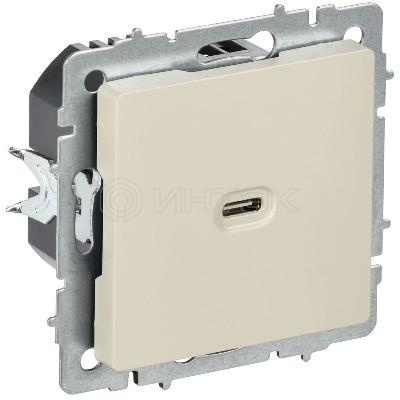 Розетка СП BRITE РЮ12-1-БрКр USB C 65Вт высокоскор. заряд. беж. IEK BR-U13-065-K10 изображение, фото