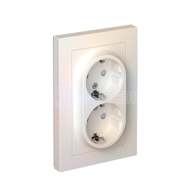 Розетка 2-м СП AtlasDesign 16А IP20 с заземл. защ. шторки в сборе жемчуж.  Systeme Electric ATN000426 изображение, фото