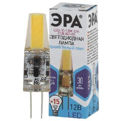 Лампа светодиодная LED-JC-1.5W-12V-COB-840-G4 120лм ЭРА Б0033198 изображение, фото