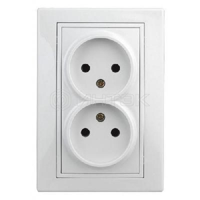 Розетка 2-м СП Plano 1-204-01 16А IP20 250В 2х2P бел. Intro Б0053904 изображение, фото
