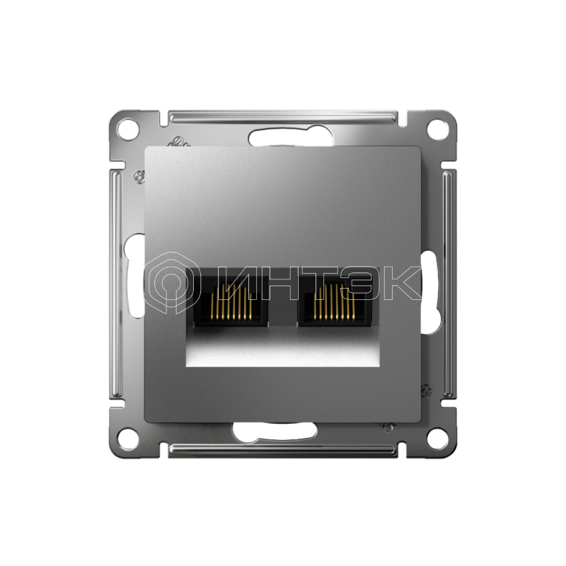 Розетка компьютерная 2-м AtlasDesign RJ45 кат.5E механизм сталь  Systeme Electric ATN000985 изображение, фото