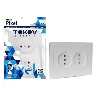 Розетка 2-м СП Pixel 16А IP20 без заземл. в сборе перламутр. TOKOV ELECTRIC TKE-PX-R2F-C04 изображение, фото