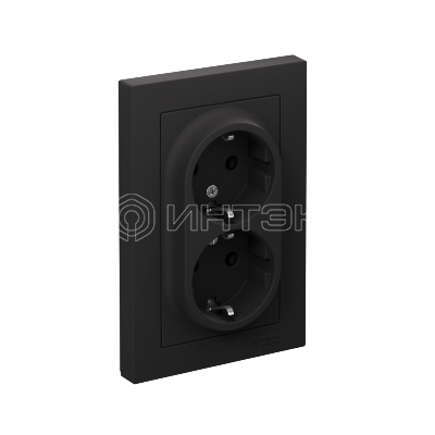 Розетка 2-м СП AtlasDesign 16А IP20 с заземл. в сборе карбон  Systeme Electric ATN001024 изображение, фото