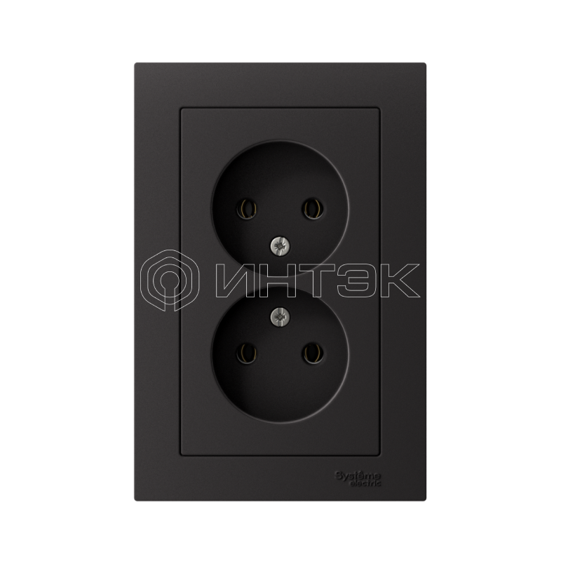 Розетка 2-м СП AtlasDesign 16А IP20 без заземл. в сборе карбон  Systeme Electric ATN001020 изображение, фото