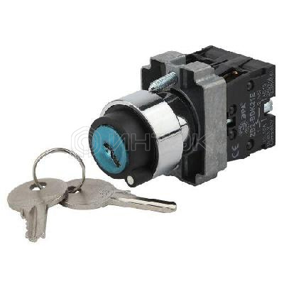 Переключатель LAY5-BG45 2 полож. с ключом без фиксации BSW80-BG-2-K02E ЭРА Б0045688 изображение, фото