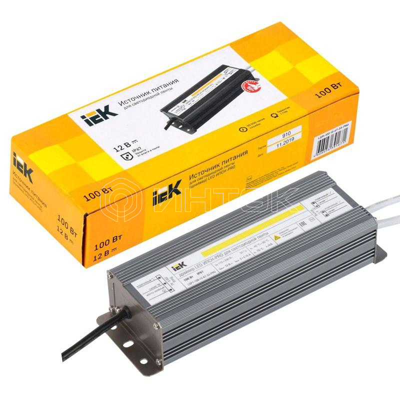Драйвер LED ИПСН-PRO 5050 100Вт 12В блок-шнуры IP67 IEK LSP1-100-12-67-33-PRO изображение, фото
