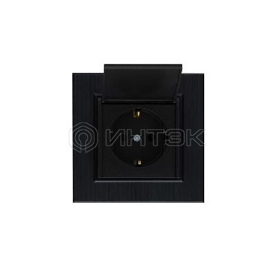 Розетка 1-м с крышкой Karea LINE STAR с заземл. чер. Makel 86054029 изображение, фото