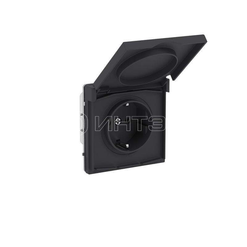 Розетка силовая KANT IP44 2P+E защ. шторки с крышкой черн. уголь DKC 7012013 изображение, фото