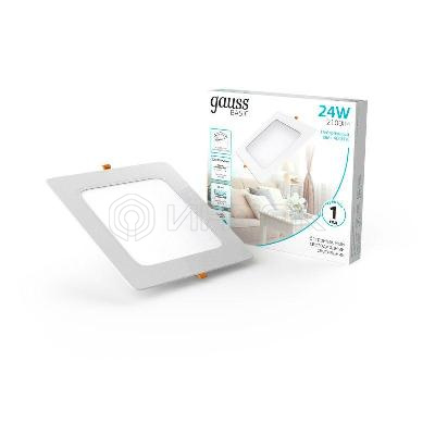 Светильник светодиодный Basic Downlight 24Вт 4000К IP20 2100лм 170-260В 220х26 квадрат бел. GAUSS 9031520224 изображение, фото