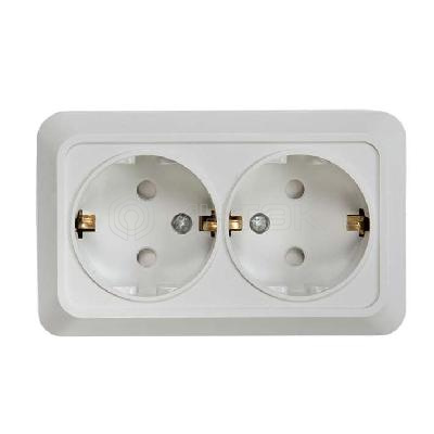 Розетка 2-м BOLLETO защ. шторки с заземл. накл. 7128х бел. ASD / IN HOME 4690612000961 изображение, фото