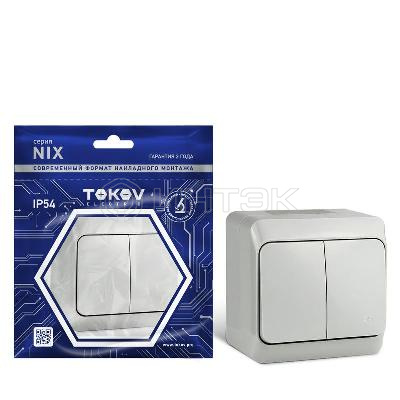 Выключатель 2-кл. ОП Nix 10А IP54 250В сер. TOKOV ELECTRIC TKE-NX-V2-C06-IP54 изображение, фото