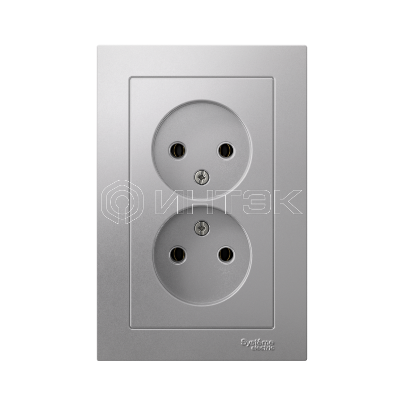 Розетка 2-м СП AtlasDesign 16А IP20 без заземл. в сборе алюм.  Systeme Electric ATN000320 изображение, фото