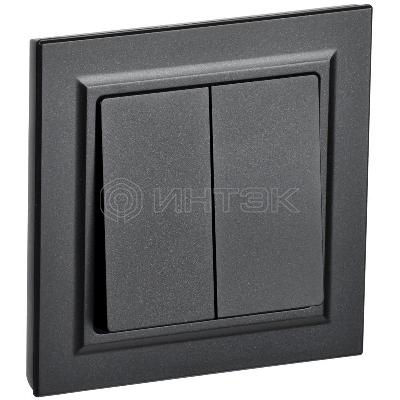 Выключатель 2-кл. СП BRITE ВСР10-2-0-БрЧ 10А в сборе черн. IEK BR-V20-0-10-K02-F изображение, фото