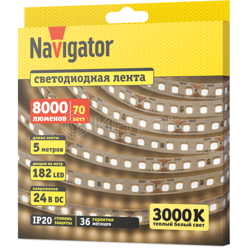 Лента светодиодная 95 309 NLS-2835WW182-14-IP20-24V (уп.5м) Navigator 95309 изображение, фото