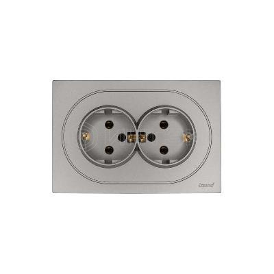 Розетка 2-м СП O Systeme ElectricN с заземл. ПБТ механизм сер. матов. LEZARD 743-7400-127B изображение, фото