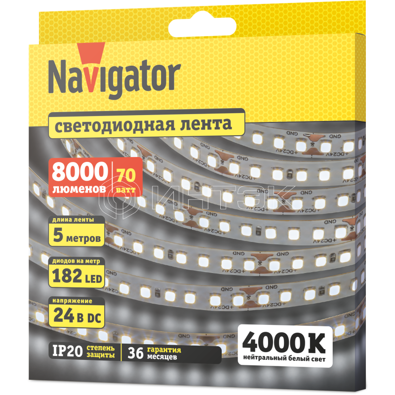 Лента светодиодная 95 303 NLS-2835W182-14-IP20-24V (уп.5м) Navigator 95303 изображение, фото