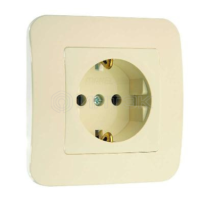 Розетка 1-м СП Lillium 16А IP20 с заземл. крем./крем. Makel 70228 изображение, фото