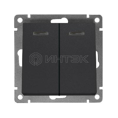 Выключатель 2-кл. СП Афина 10А IP20 с подсветкой механизм графит Universal A0123-Gr изображение, фото