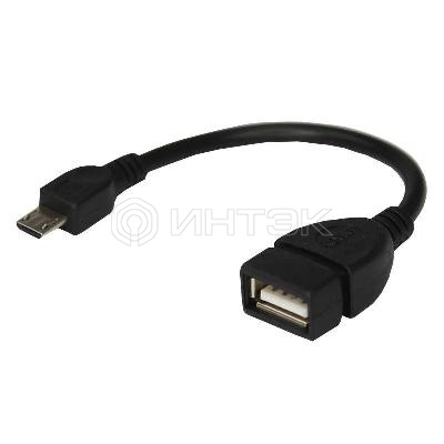 Кабель USB OTG micro USB на USB шнур 0.15м черн. Rexant 18-1182 изображение, фото