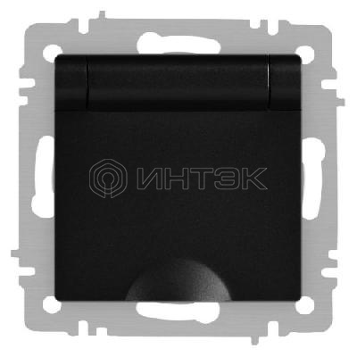 Розетка 1-м СП Accent 6-203-05 16А IP20 250В 2P+E Schuko с крышкой антрацит Intro Б0063747 изображение, фото