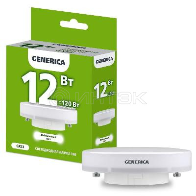 Лампа светодиодная T80 12Вт таблетка 4000К GX53 230В GENERICA LL-T80-12-230-40-GX53-G изображение, фото