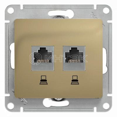 Розетка компьютерная 2-м Glossa RJ45 кат.5E механизм титан Systeme Electric GSL000485KK изображение, фото