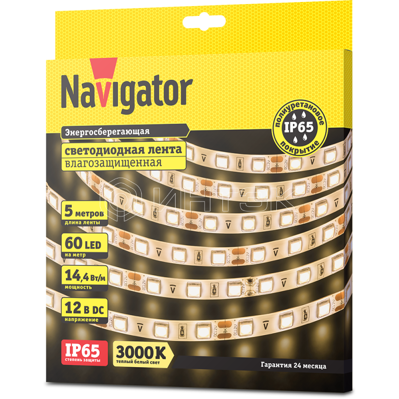 Лента светодиодная 71 427 NLS-5050WW60-14.4 IP65 12B R5 14.4Вт/м (уп.5м) Navigator 71427 изображение, фото