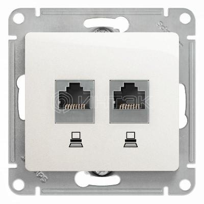 Розетка компьютерная 2-м Glossa RJ45 кат.5E механизм перламутр. Systeme Electric GSL000685KK изображение, фото