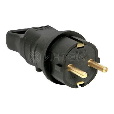 Вилка угловая 16А 2P+PE 230В IP44 с кольцом каучук Basic EKF RPS-017-16-230-44 изображение, фото