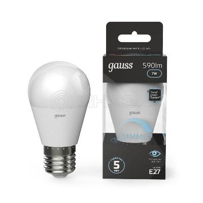Лампа светодиодная Black 7Вт P45 шар 4100К нейтр. бел. E27 590лм диммир. GAUSS 105102207-D изображение, фото
