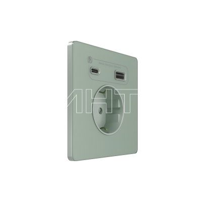 Розетка 1-м СП Systeme Infinity 16А IP20 250В с заземл. и заряд. устр. USB А+С 20Вт защ. шторки таежное утро Systeme Electric FSE000832 изображение, фото