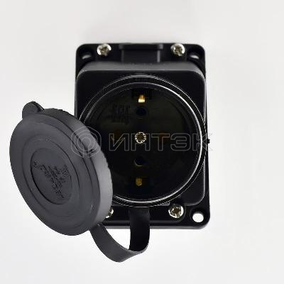 Розетка ОП 16А 2P+PE IP44 220-240В наклонная каучук LEZARD 106-0400-0104/104 изображение, фото