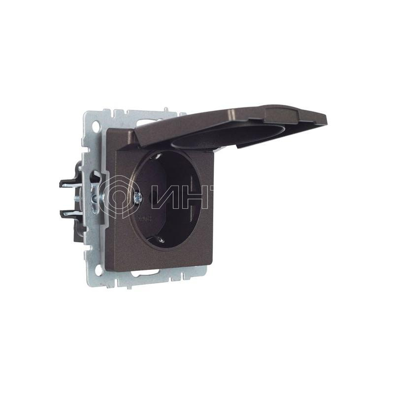 Розетка BRITE РСбш10-3-44-БрТБ 16А IP44 с заземл. защ. шторки с крышкой механизм бронза IEK BR-R16-16-44-K45 изображение, фото